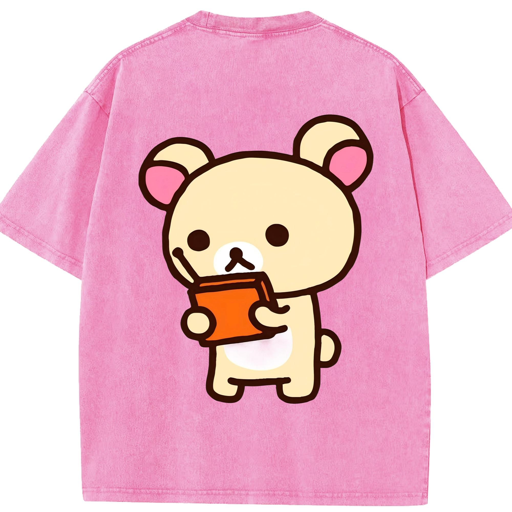 （画像用） リラックマ リラックマ キイロイトリ Rilakkuma Korilakkuma Kiiroitori 綿100% ヴィンテージ風 半袖Tシャツ（背面プリント）
